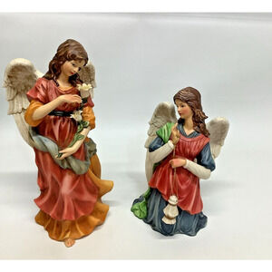 Grandeur Noel Nativity Angels Flowers and Frankincense Set 10 and 8"